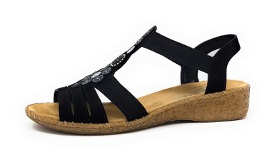 Rieker Damenschuhe Sandalen Flach Sandale Schwarz