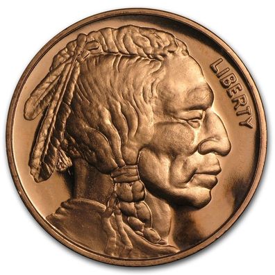 USA Buffalo Nickel 1913 1 oz 999 Kupfer Kupfermedaille Kupferbarren Indianer