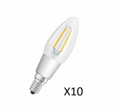10 Stück OSRAM LED Kerzenlampen 4,5W(40W) 822-827 470lm GlowDim E14 EEK = A + +