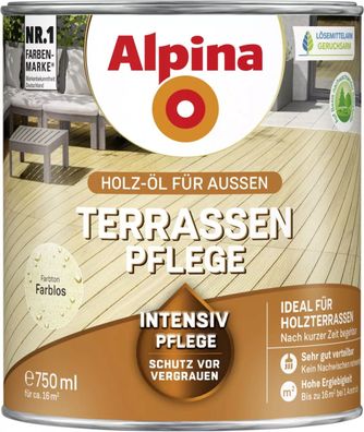Alpina Holz-Öl für Außen Terrassen Pflege farblos 750 ml