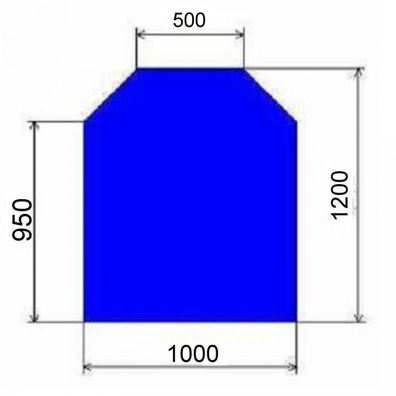 Glasbodenplatte Sechseck mit 1000x1200 mm