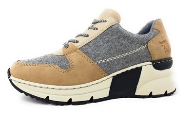 Rieker Damenschuhe Schnürschuhe Sportive Sneaker Grau Freizeit