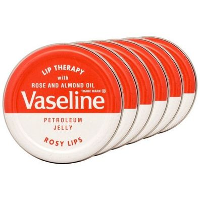 6x Vaseline Lip Therapy Petroleum Jelly Rosy Lips Lippenbalsam 20g