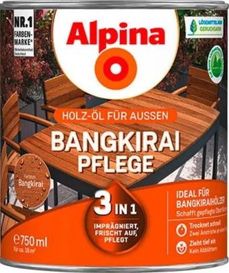 Alpina Holz-Öl für Außen Gartenholz Pflege 3in1 Bangkirai 750 ml