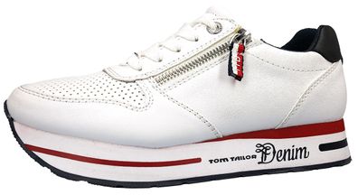 Tom Tailor Damenschuhe Schnürschuhe Sportive Sneaker Weiß Freizeit