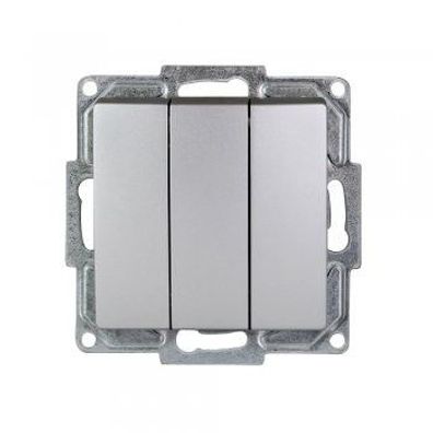 Gunsan Visage 3-fach Schalter Serienschalter Unterputz Silber + Rahmen