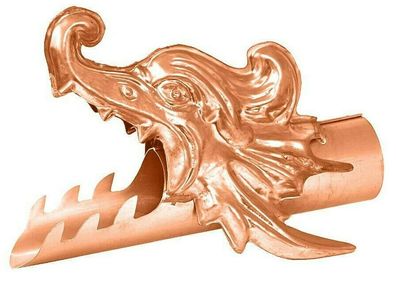 Drachenkopf Wasserspeier Kupfer d = 87mm Dachrinne Regenrinne Art. Nr. DKK 87