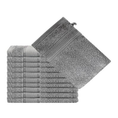 Komfortec 10er Waschlappen-Set, 16x21 cm, 100% Baumwolle, Schnelltrocknend, Silber