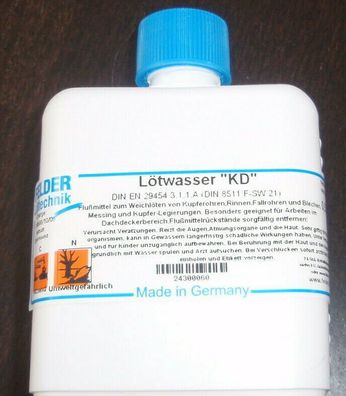 24,98€/ L)Felder Lötwasser KD für Kupfer 500ml Lötwasser Dachdecker Klempner