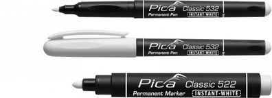2St. Pica Classic Permanent Marker 532 weiß 1-2mm Baumarker Fliesenleger