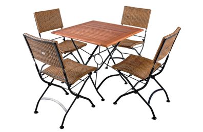 5-tlg. Holz Tischgruppe GRAZ Set Gartenmöbel Sitzgruppe Garten Garnitur Möbel