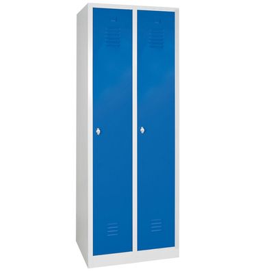 Kleiderspind, HxBxT 1800 x 600 x 500 mm, 2 Abteile á 300 mm, grau/ blau