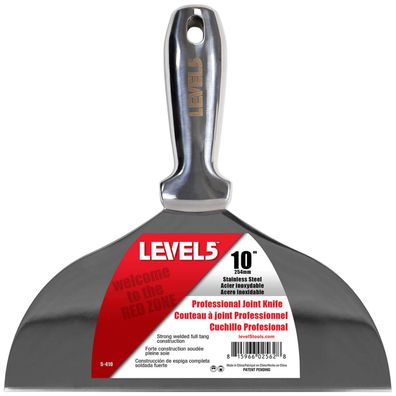 LEVEL5 Profi Spachtel ganz aus Edelstahl 10"/254mm Malerspachtel Trockenbau 5-410