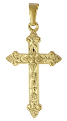 trendor Schmuck Kreuz-Anhänger Gold 585 (14 Karat) 32 x 16 mm 51916