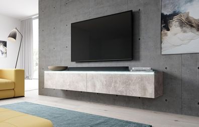 FURNIX TV Lowboard BARGO Schrank Fernsehschrank 180 cm Loft Design Beton - Beton