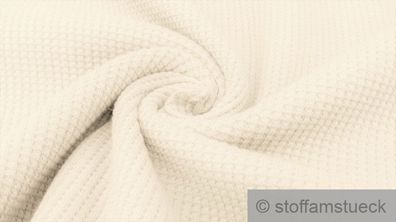 Stoff Baumwolle Elastan Waffel Jersey ecru Waffelstrick elastisch