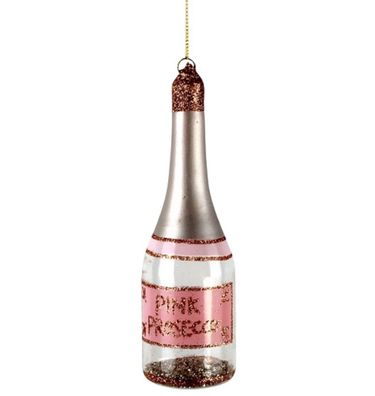 Prosecco Pink Flasche Christbaum Anhänger Schmuck Weihnachten glitzer Deko rosa