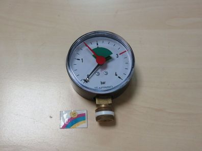 Manometer Gehäuse 63 mm 0-4 bar 3/8" Anschluss unten DN10 Kunststoff rund