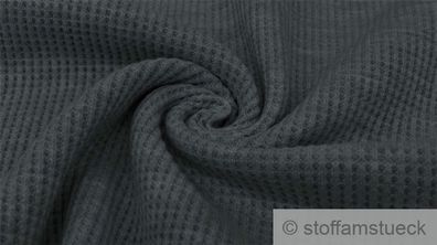 0,5 Meter Stoff Baumwolle Elastan Waffel Jersey dunkelgrau Waffelstrick
