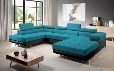 FURNIX Zante Couch Sofa Schlafsofa U-Form U-Sofa Schlaffunktion MA1100-OR85 Türkis...