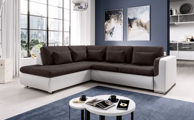 FURNIX Ecksofa Fiorenzo Sofa Schlaffunktion Sofakissen Couch L-Form MA 120-KR 06