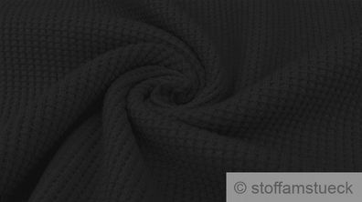 Stoff Baumwolle Elastan Waffel Jersey schwarz Waffelstrick elastisch