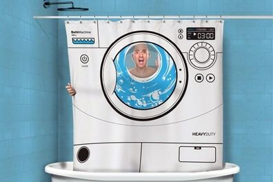 Duschvorhang Waschmaschine 180x180 Textil Wäschetrommel Wannenvorhang mit Ringe