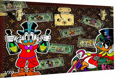 Pop Art Donald Duck Money Leinwand Bilder Wandbilder - Hochwertiger Kunstdruck