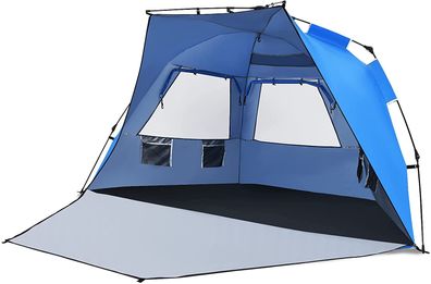 3-4 Personen Campingzelt UPF50+ Strandzelt mit Fenster, Kuppelzelt 252x172x132cm