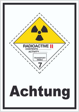 Aufkleber radioaktive Stoffe Achtung Radioactive II-GELB