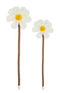 2er Set Stecker Gänseblümchen | Blumenstecker Blume | Holz mit Stoff | 32-39 cm