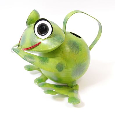 Gartenfigur Dekofigur Giesskanne Frosch aus Metall grün H 23