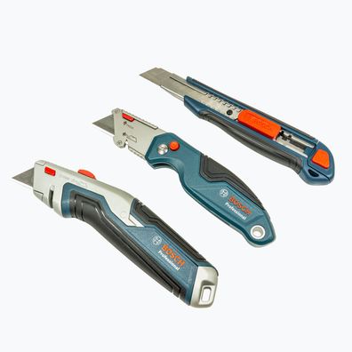 Bosch Professional Set mit Universal Messer, Klappmesser, Cutter, Ersatzklingen