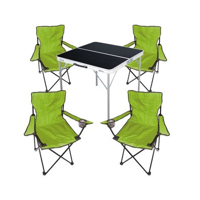 5-tlg. lime Campingmöbel Set, Tisch mit Tragegriff und Campingstuhl mit Tasche
