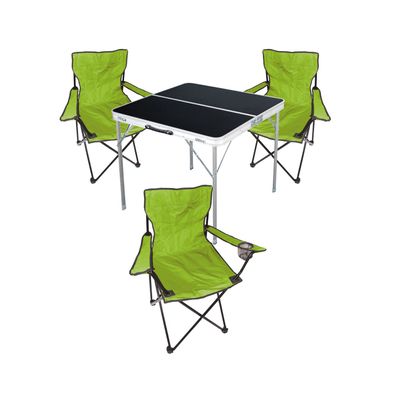 4-tlg. lime Campingmöbel Set Tisch mit Tragegriff + 3 Campingstuhl mit Tasche