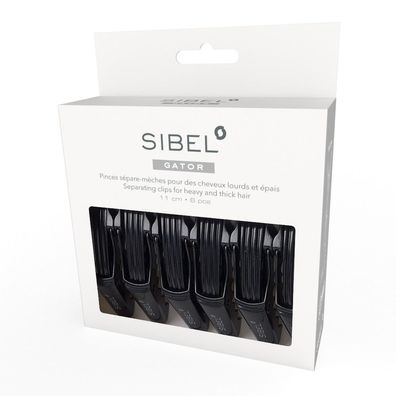Sinelco Exklusive Haarclips GATOR, 6er-Set, 11cm, Farbe schwarz