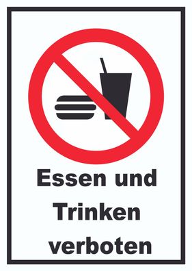 Essen und Trinken verboten 2 Schild