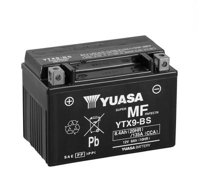YUASA YTX9-BS 12V/8,4Ah A135 CCA Motorradbatterie AGM SOFORT einsatzbereit