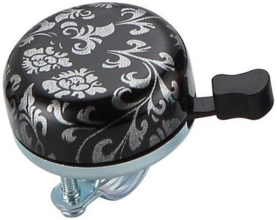 Acor Fahrradklingel ABE-21501F Motiv Floral schwarz silber Metall Kinderglocke
