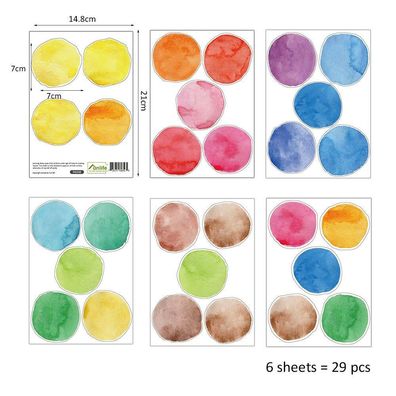 29 Aufkleber bunte Punkte DIY Wandtattoo Deko farb Klekse Kreise Pinsel Sticker