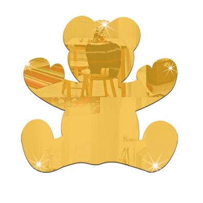 Teddy Spiegel Deko Goldspiegel Kunststoff PS mit Klebepunkt Bär Teddybär Kinder
