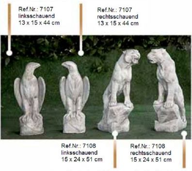 Adler und Löwe aus Weißstein - Ref. Nr. 7107-7108