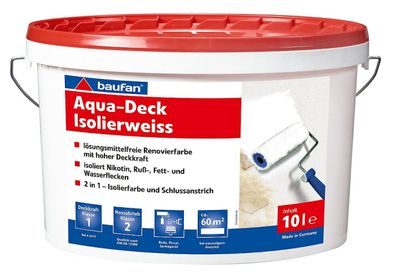 baufan® Aqua-Deck Isolierweiss 10 L Isolierfarbe für Fett- und Wasserflecken