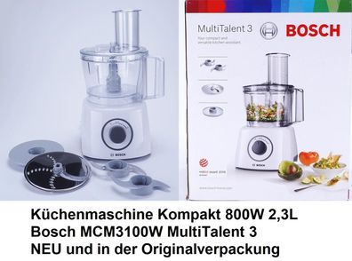 Küchenmaschine Kompakt 800W 2,3L Bosch MCM3100W MultiTalent 3. NEU & Original-Packung