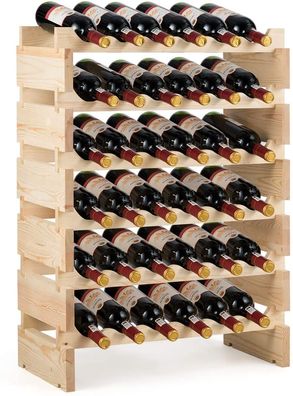 Weinregal Holz, Weinständer 6 Höhe zur Auswahl, Flaschenregal stabil, für 36 Flaschen
