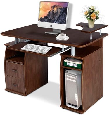 Computertisch Schreibtisch Bürotisch Arbeitstisch PC-Tisch mit Tastaturauszug Ablage