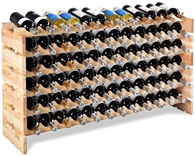Weinregal Holz, Weinständer 6 Höhe zur Auswahl, Flaschenregal stabil, für 72 Flaschen
