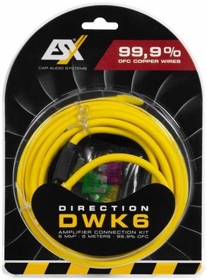 ESX Direction DWK6 Kabelkit Endstufen 6 mm² Vollkupfer Verstärker-Anschluss-Set