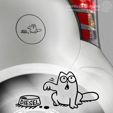 Autoaufkleber Katze Cat Diesel - Super - Super Plus LPG Name .... 15cm B100