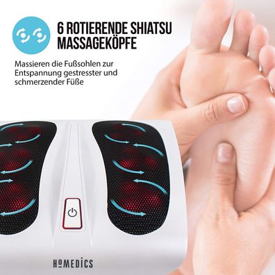 HoMedics Shiatsu Fußmassagegerät Wärmefunktion 18 Massageköpfe